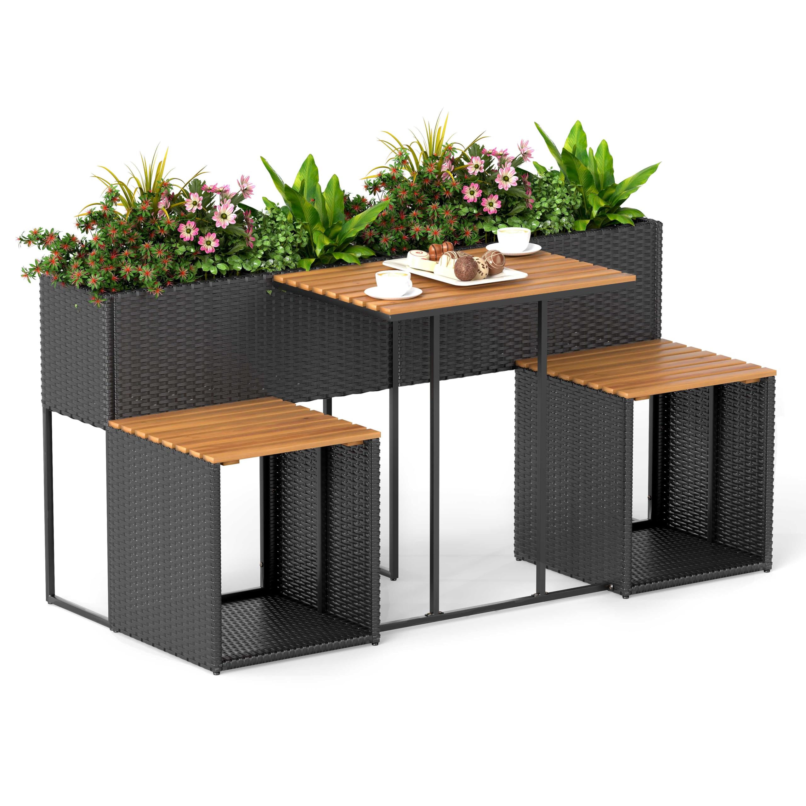 Tangkula Ensemble de mobilier de jardin avec jardinière surélevée
